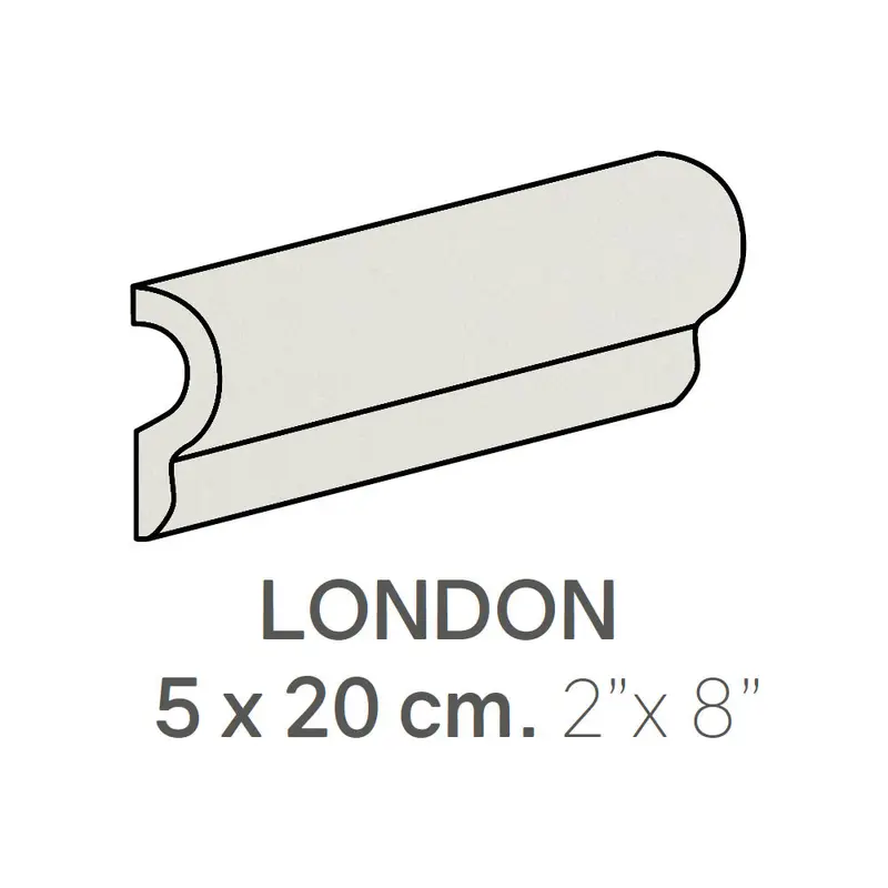 Centura Ceramic Wall Molding London Country Blanco Matte 2" x 8"