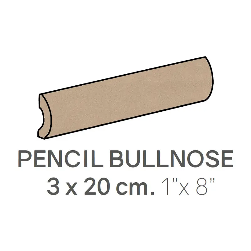 Centura Ceramic Wall Molding Pencil Bullnose Country Vison Polished 1" x 8"