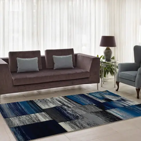 Copper Blue Grey Area Rug – 2'7" x 4'11"