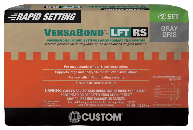 Custom Building Products - Rapid Setting Large Format Tile Mortar VersaBond-LFT RS Gray 50 lb
