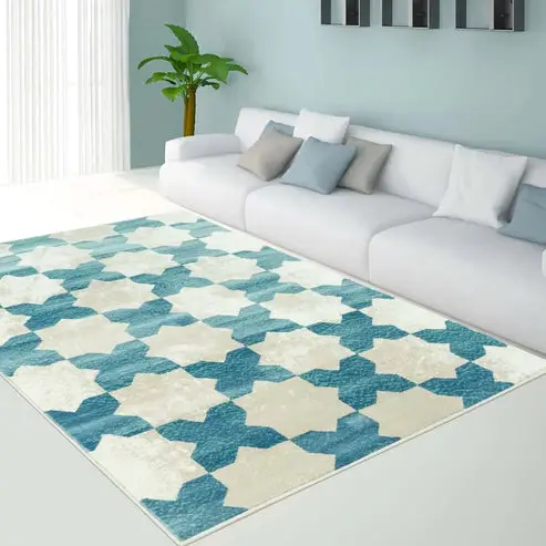 Clover Teal Cream Trellis Area Rug – 3'9" x 5'5"