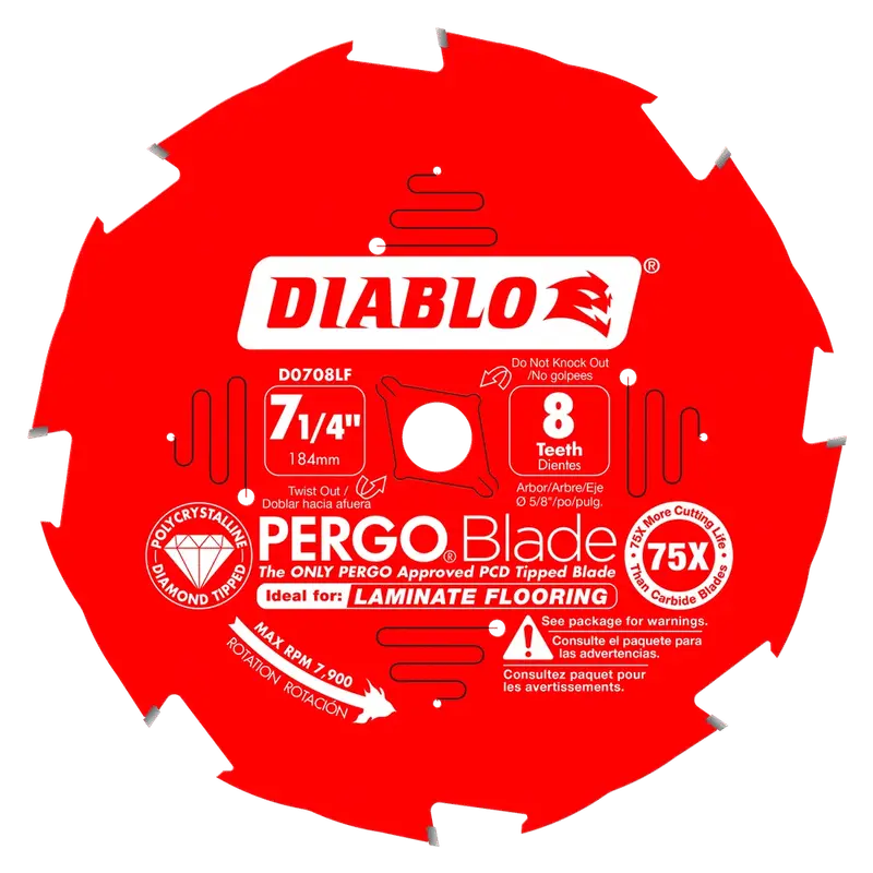 Diablo - Laminate Flooring Saw Blade PergoBlade 8 Tooth 7-1/4"