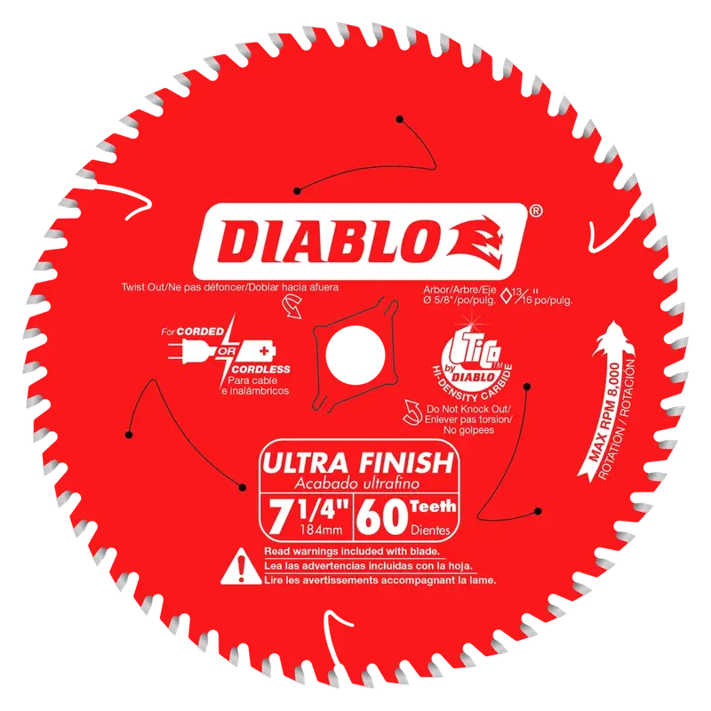 Diablo - Circular Saw Blade Ultra Finish 60 Tooth 7-1/4"