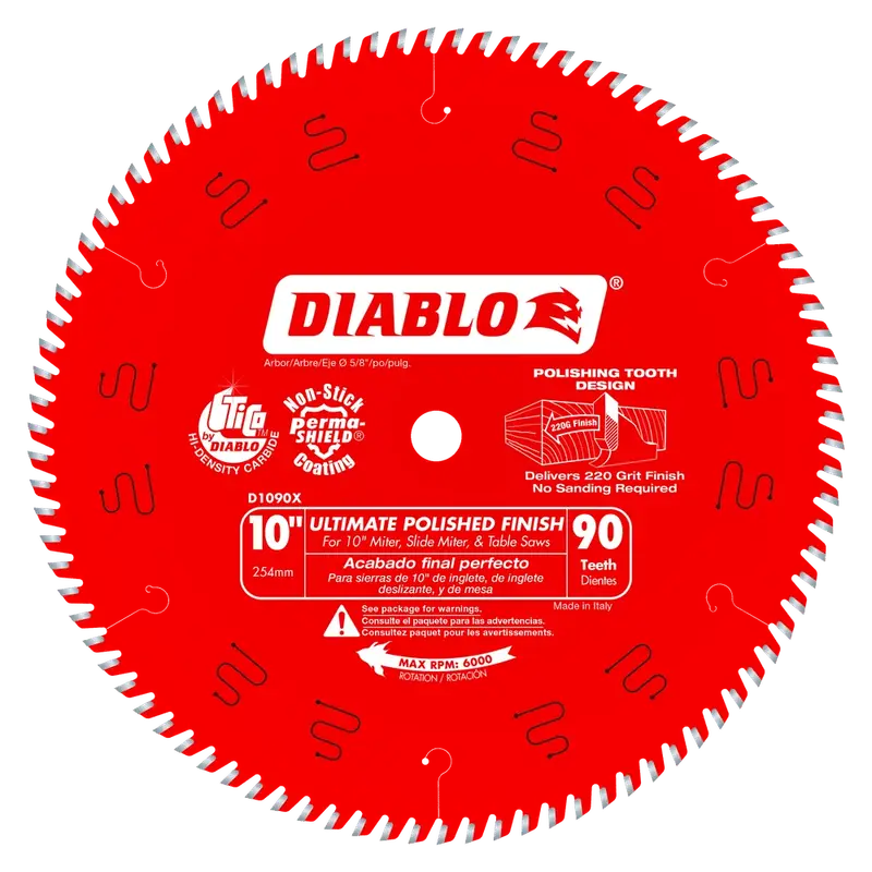 Diablo - Wood Saw Blade Ultimate Polished Finish 90 Tooth 10"