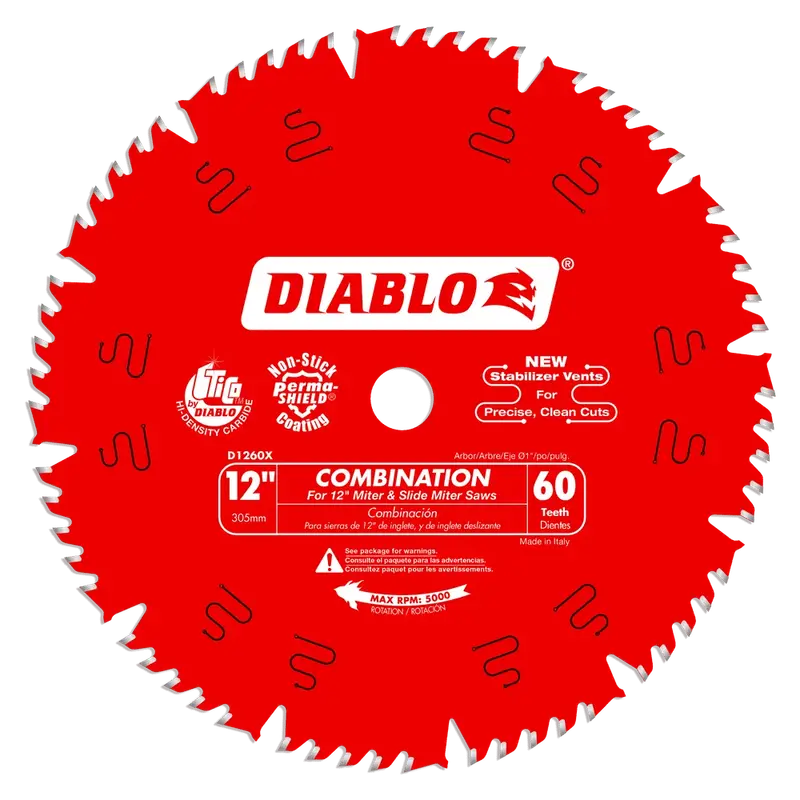 Diablo - Combination Saw Blade 60 Tooth for Miter, Slide Miter and Table Saws 12"