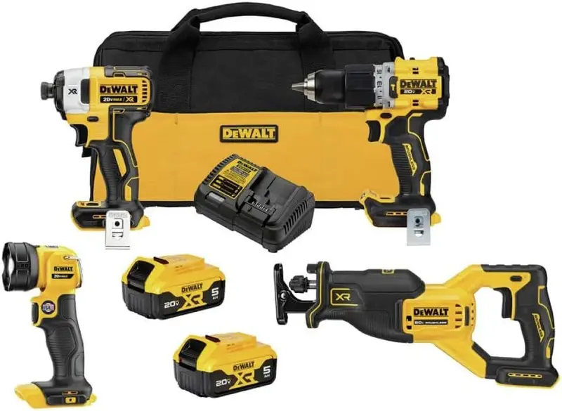 DeWalt - 4 Power Tool Combo Kit 20V Max XR with 2 Batteries and Bag