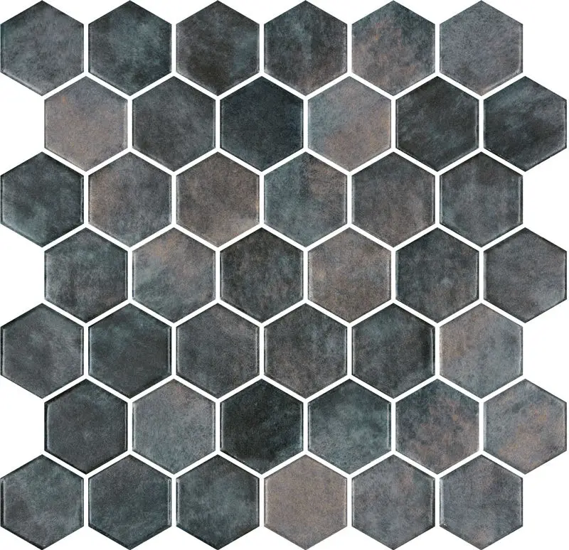 Centura Mosaic Hex XL Ecostone Denim Copper Glossy 12" x 12"