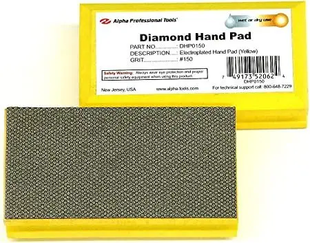 Alpha Diamond Hand Polishing Pad with Electroplated Bond Yellow 150 Grit