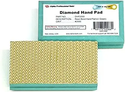 Alpha Diamond Hand Polishing Pad with Resin Bond Light Green 2000 Grit