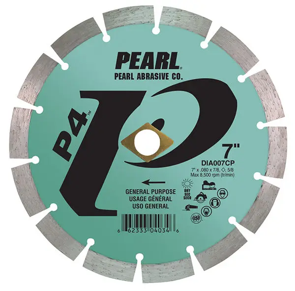 Pearl Abrasive - P4 General Purpose Segmented Blade, 12mm Rim 4 1/2" x 0.080" x 7/8", 5/8"