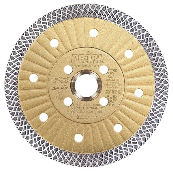 Pearl Abrasive - P5 Thin Turbo Mesh Blade, Quad Hole 4" x 0.048" x 7/8", 20mm, 5/8"