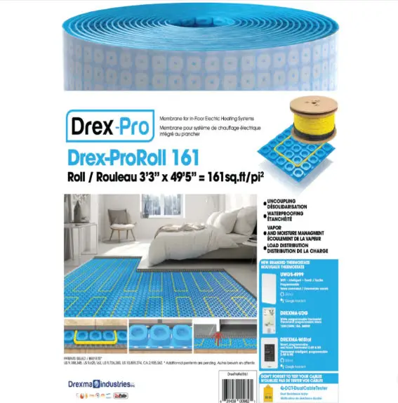 Drexma Uncoupling Membrane Roll DrexProHeat-161 3' 3" x 49' 5" (161 sqft)