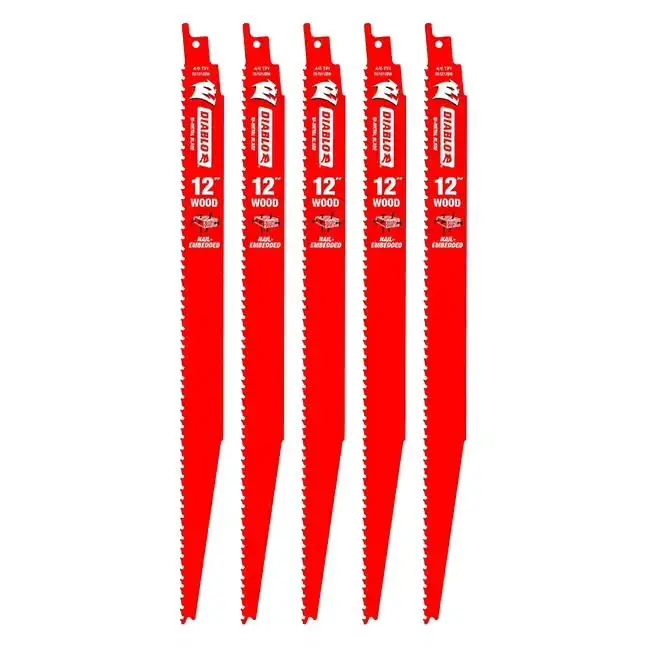 Diablo - Reciprocating Saw Blade 6/12 TPI Bi-Metal 12" for Nail-Embedded Wood (Pack of 5)