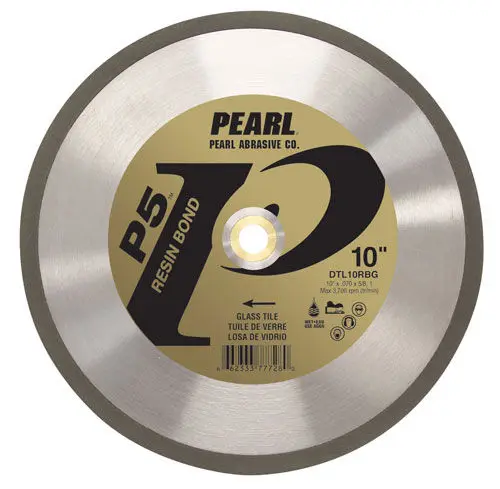 Pearl Abrasive - P5 Resin Bond Glass Tile Blade, 10mm Rim 10" x 0.070" x 5/8", 1"