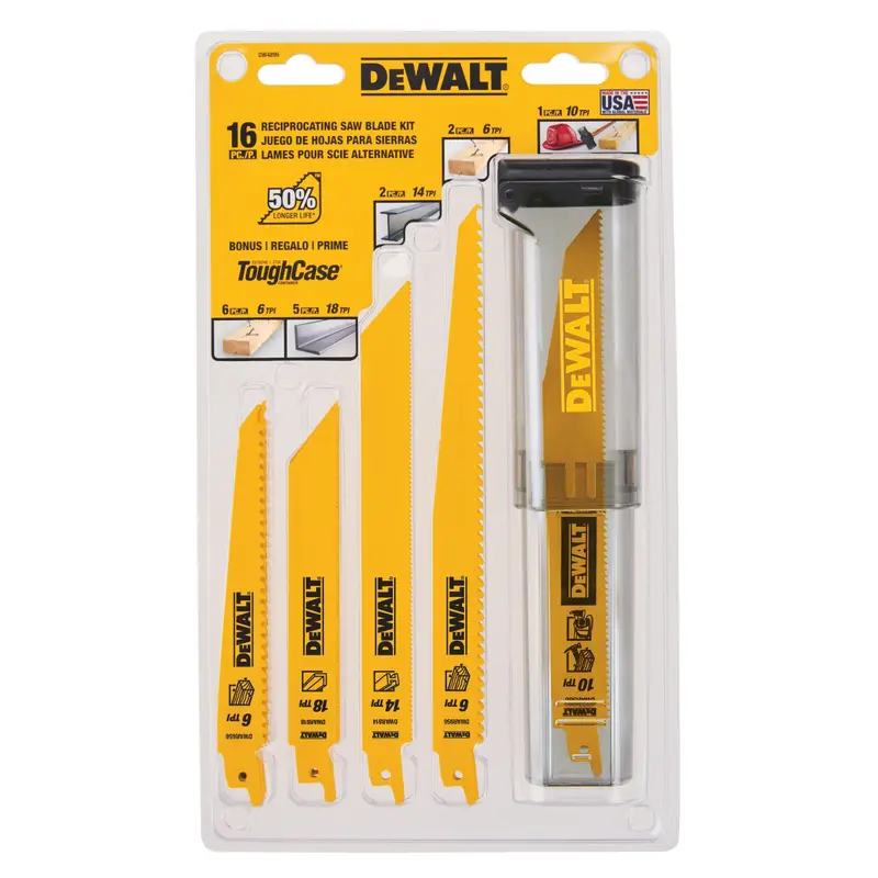 DeWalt - Set of 12 Bi-Metallic Reciprocating Saw Blades with Telescopic Housing