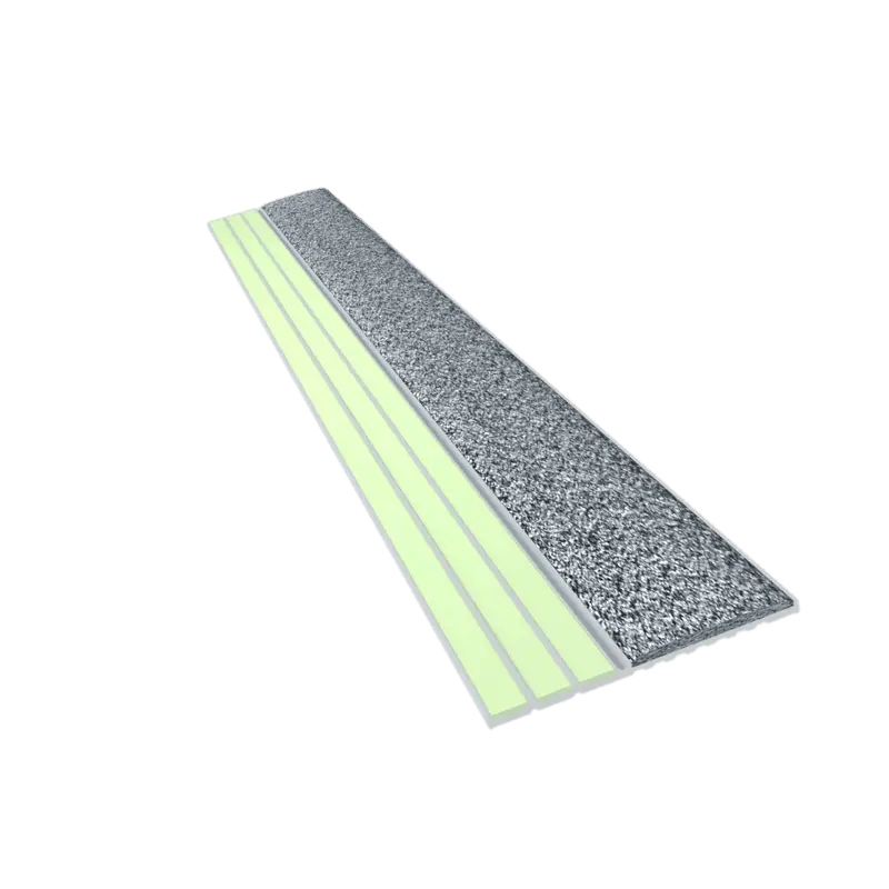Kinesik - Ecoglo E20 Photoluminescent Step Edge Contrast Strip with Grey Anti-Slip Strip 1.5" (Sold in Linear Feet)