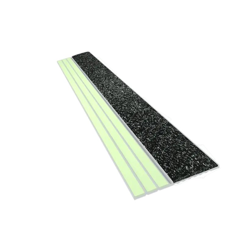 Kinesik - Ecoglo E20 Photoluminescent Step Edge Contrast Strip with Black Anti-Slip Strip 1.5" (Sold in Linear Feet)