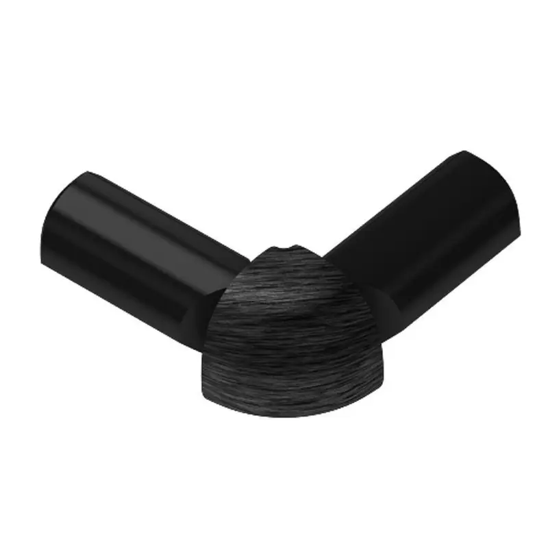 Schluter - RONDEC 2-Leg Outside Corner 90° - Aluminum Anodized Brushed Black 1/2" (12.5 mm)