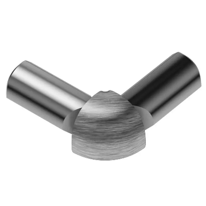 Schluter - RONDEC 2-Leg Outside Corner 90° - Aluminum Anodized Brushed Chrome 5/16" (8 mm)