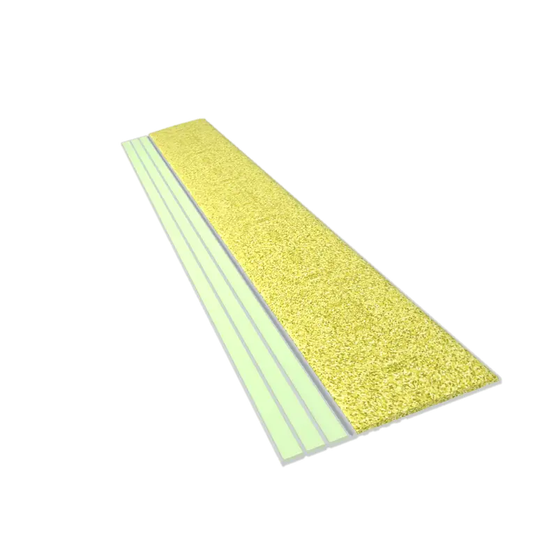 Kinesik - Ecoglo E30 Photoluminescent Step Edge Contrast Strip with Yellow Anti-Slip Strip 2" x 8'
