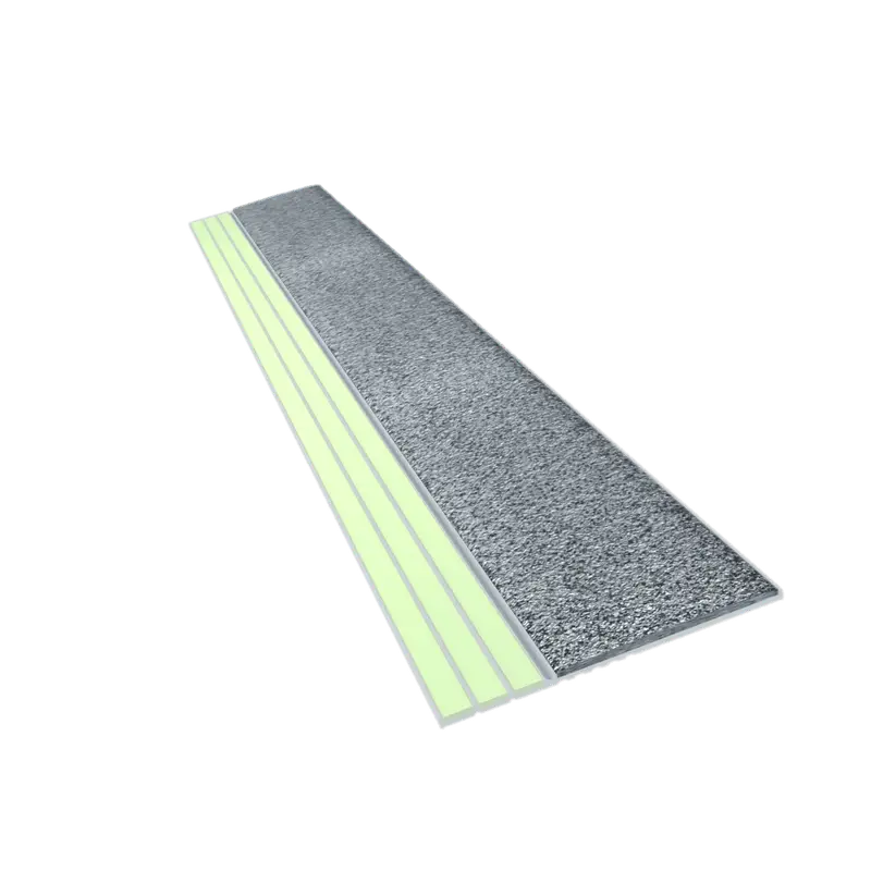 Kinesik - Ecoglo E30 Photoluminescent Step Edge Contrast Strip with Grey Anti-Slip Strip 2" x 8'