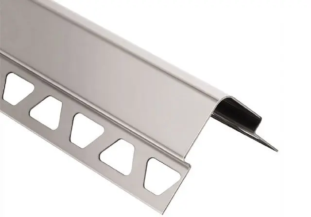 Schluter ECK-E Heavy-Duty Edge Protection for Outside Corner 90° Profile Stainless Steel (V4) 5/16" (8 mm) x 1-15/32" x 8' 2-1/2"
