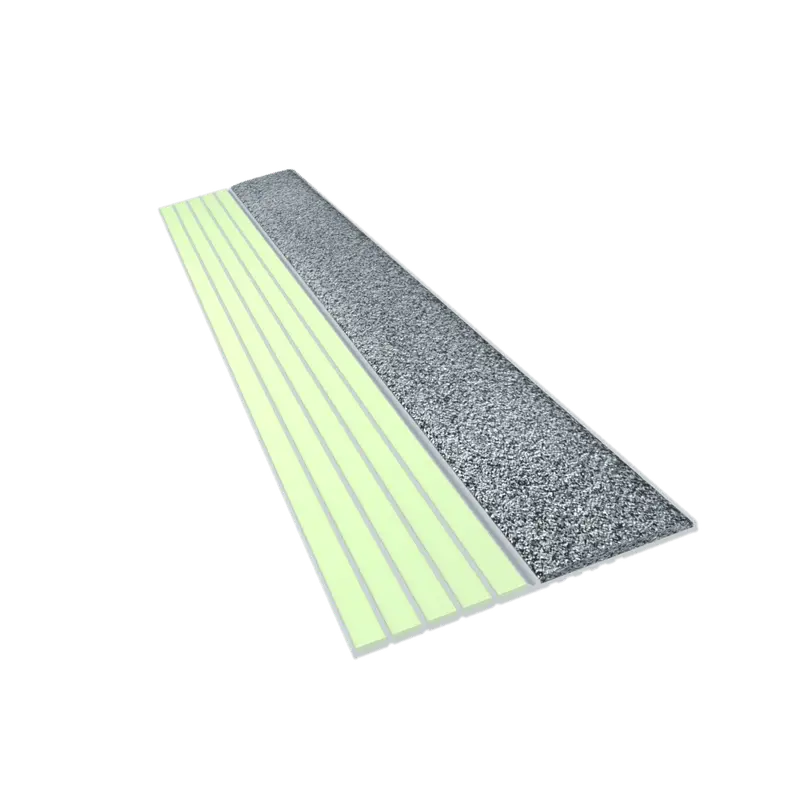 Kinesik - Ecoglo E40 Photoluminescent Step Edge Contrast Strip with Grey Anti-Slip Strip 2" (Sold in Linear Feet)