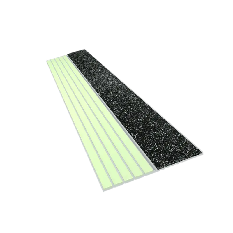 Kinesik - Ecoglo E40 Photoluminescent Step Edge Contrast Strip with Black Anti-Slip Strip 2" (Sold in Linear Feet)