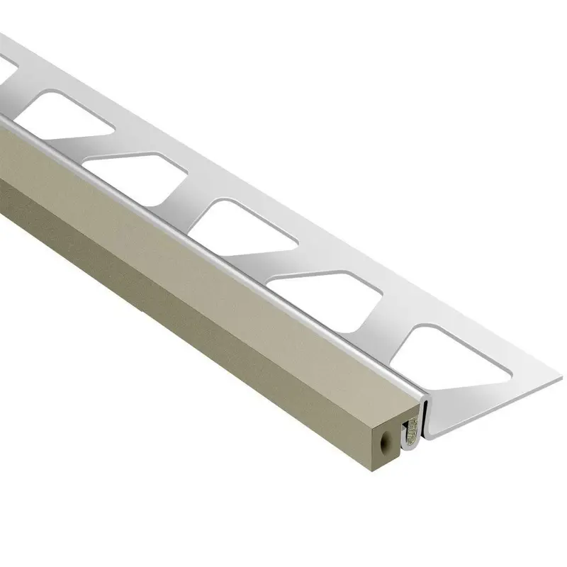 Schluter DILEX-KSA Perimeter Joint Profile with 3/8" Self-Adhesive Strip Grey Stainless Steel (V2) 7/16" (11 mm) x 8' 2-1/2"