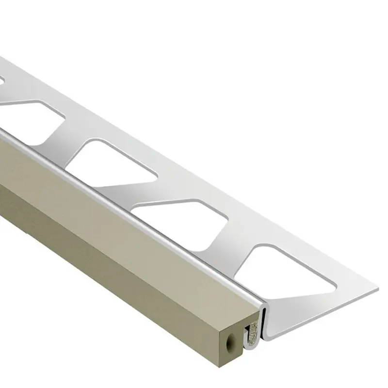 Schluter DILEX-KSA Perimeter Joint Profile with 3/8" Self-Adhesive Strip Grey Stainless Steel (V2) 13/16" (21 mm) x 8' 2-1/2"