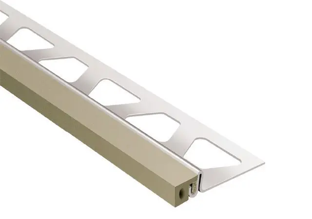 Schluter DILEX-KSA Perimeter Joint Profile with 3/8" Self-Adhesive Strip Grey Stainless Steel (V2) 5/16" (8 mm) x 8' 2-1/2"