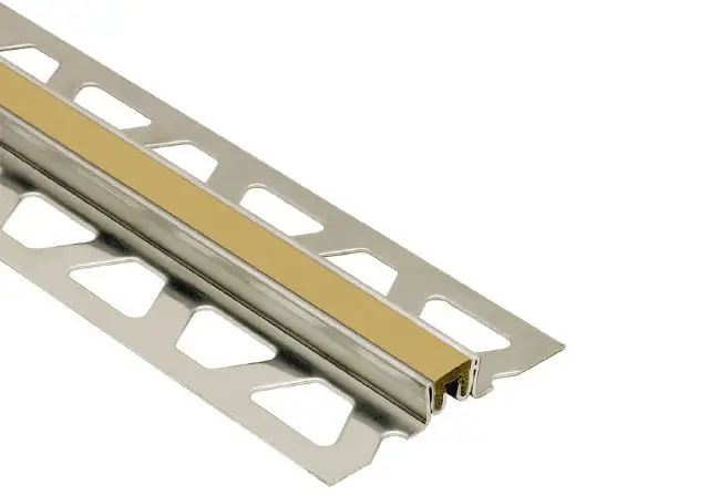 Schluter DILEX-KSN Surface Movement Joint Profile with 7/16" Light Beige Insert Stainless Steel (V2) 5/8" (16 mm) x 8' 2-1/2"