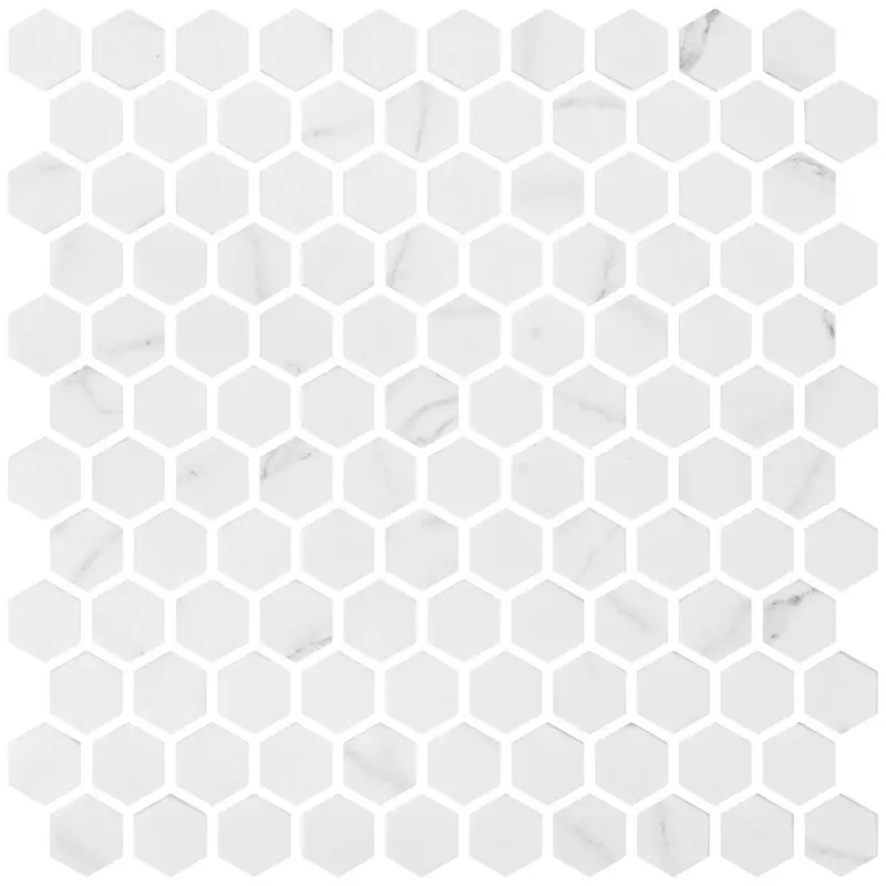 Centura Mosaic Tiles Hex Ecostone Matte Venato White 12" x 12"