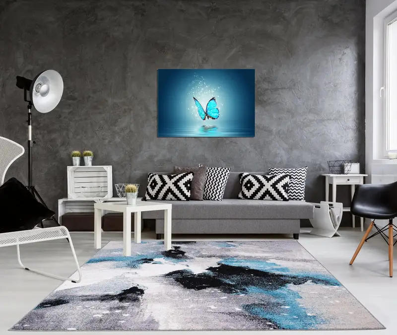 Grey Black Blue Area Rug – 1'6" x 2'6"