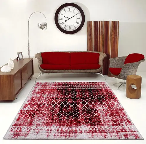 Verona Red Black Diamond Pattern Area Rug – 1'6" x 2'6"