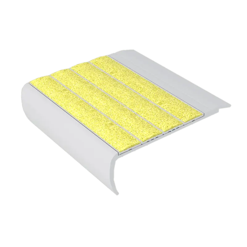 Kinesik - Ecoglo F8-N30 Flat Stair Nosing with Yellow Anti-Slip Strips 3" (Sold in Linear Feet)