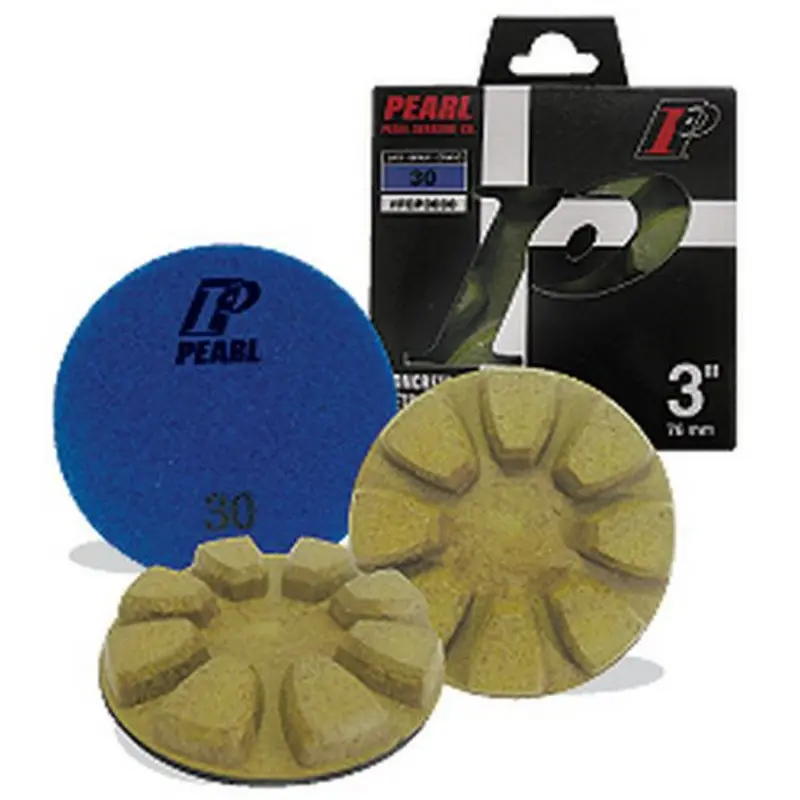 Pearl Abrasive - Dry Concrete Polishing Pads 3" Kit, 100 Grit (Pack of 6)