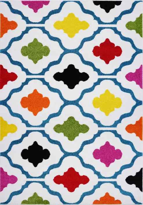 Cream Multi Trellis Kids Area Rug – 5'3" x 7'7"