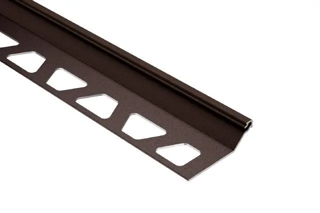 Schluter FINEC-SQ Finishing and Edge Protection Profile with a Squared Reveal Aluminum Bronze 7/16" (11 mm) x 8' 2-1/2"
