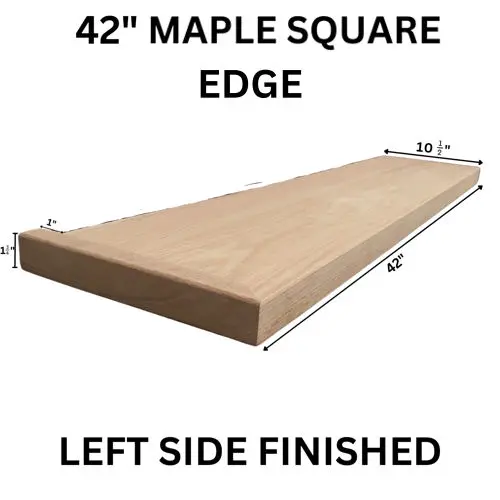 Fusion - Wood Stair Tread Maple Square Edge Left Edge Finished 10-1/2" x 42"