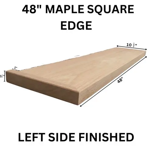 Fusion - Wood Stair Tread Maple Square Edge Left Edge Finished 10-1/2" x 48"