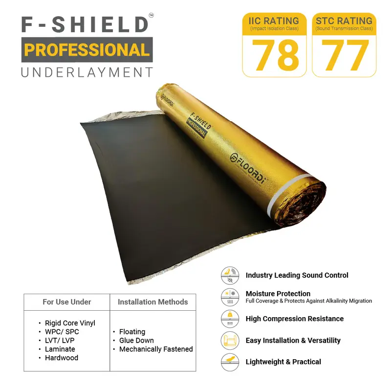 Gold Film - F-shield Professional Acoustic Underlayment – IIC 78