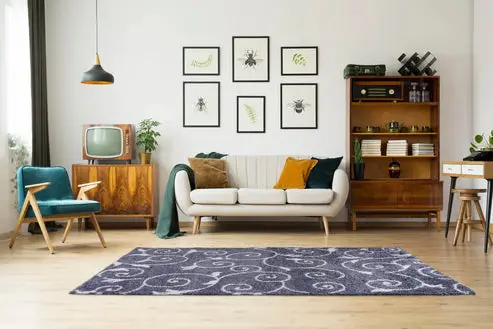 Ladole Rugs Shaggy Rabat Abstract Pattern Sustainable Spirals Style Indoor Small Mat Doormat Rug in Dark Gray White – 1'10" x 2'11"