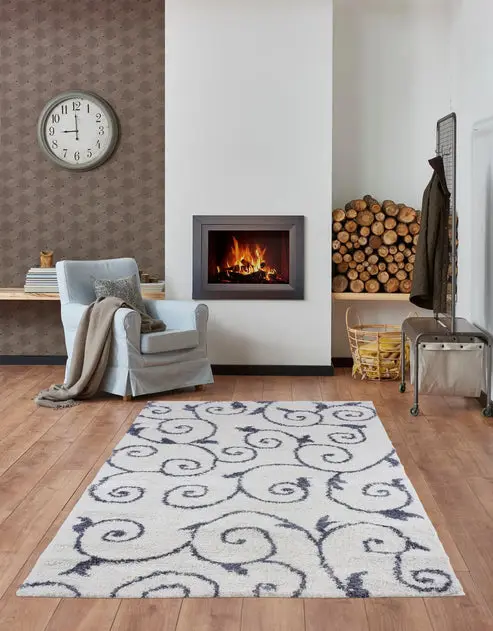 Ladole Rugs Shaggy Rabat Abstract Pattern Sustainable Spirals Style Indoor Small Mat Doormat Rug in White Dark Gray – 1'10" x 2'11"