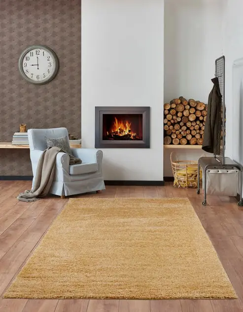Ladole Rugs Solid Mustard Yellow Shaggy Meknes Durable Medium Pile Indoor Area Rug Carpet – 1'10" x 2'11"