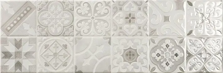 Centura Wall Tiles Grisha Silver Deco Glossy 8" x 24"
