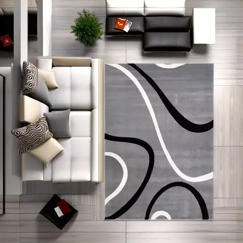 Turkish Light Gray Contemporary Spirals Area Rug – 2' x 3'3"