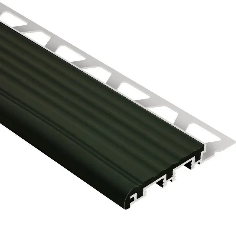 Schluter - TREP-B Stair-Nosing Profile - Aluminum with Black Tread 2-1/8" x 1/2" (12.5 mm) x 8' 2-1/2"