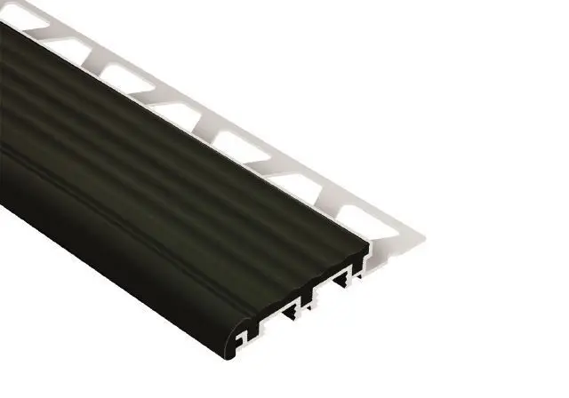 Schluter - TREP-B Stair-Nosing Profile - Aluminum with Black Tread 2-1/8" x 1" (25 mm) x 4' 11"