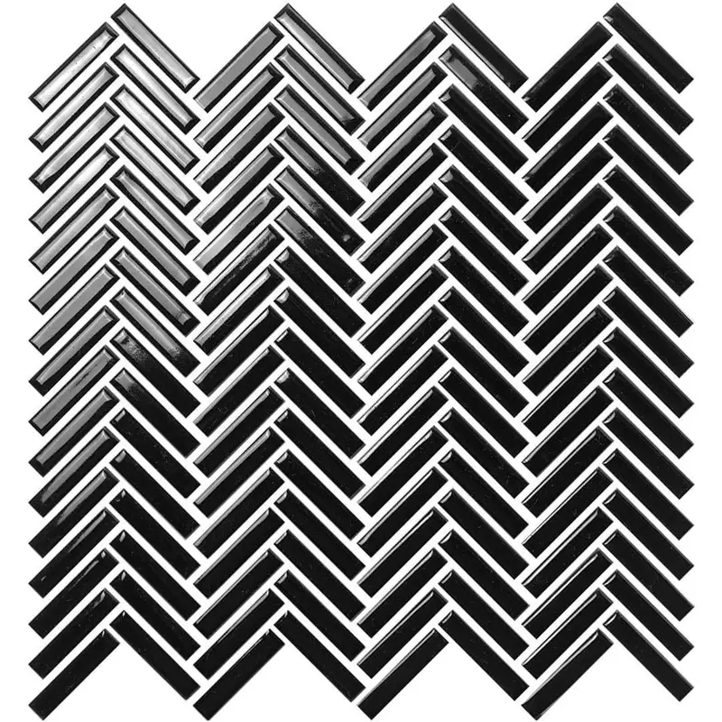 Centura Wall Tiles Paint Stick Herringbone Black Glossy 3/8" x 2"